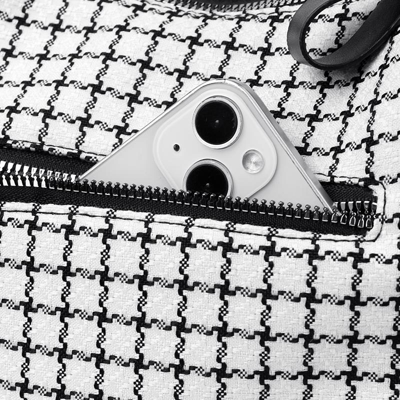 Desinvolte Женская сумка через плечо большой вместимости в модную клетку белый — фото 9