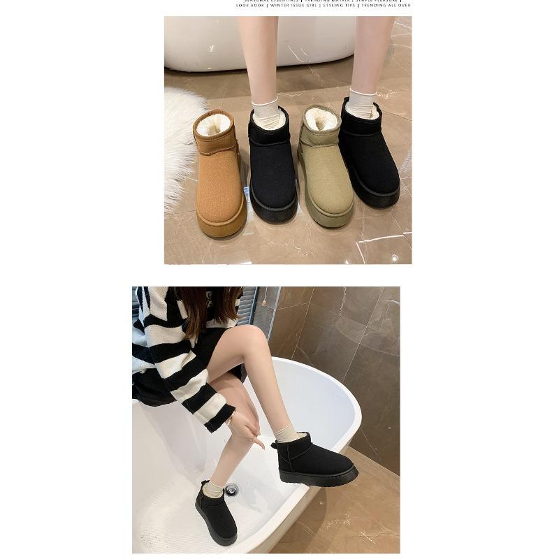 Winter New Snow Shoes Plus-size Flat Short Shoes for Women with Fleece and Thickened Warm Snow Boots for Women