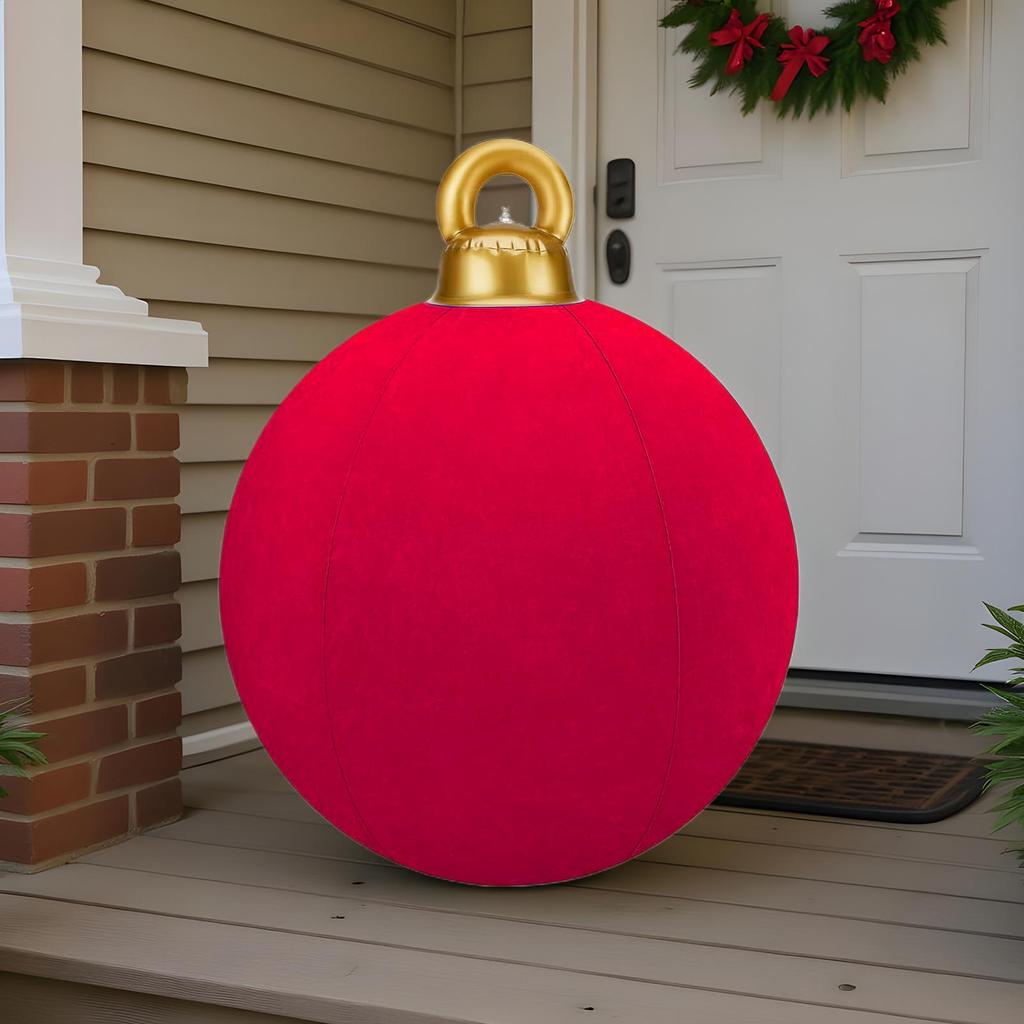 Inflatable Christmas Balls 23.6In Flocked Globes Set Giant Flocked Christmas Ornaments For Workplace Dance Party Wedding Yard