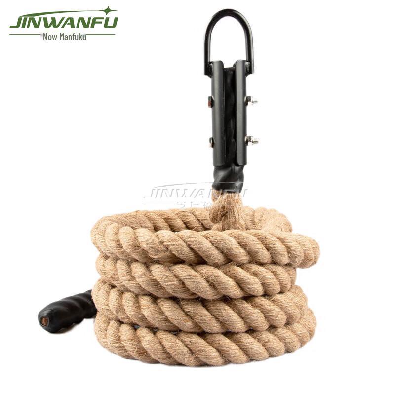Heavy-Duty Training Hemp Rope with Hooks 3m Length, 30mm Diameter