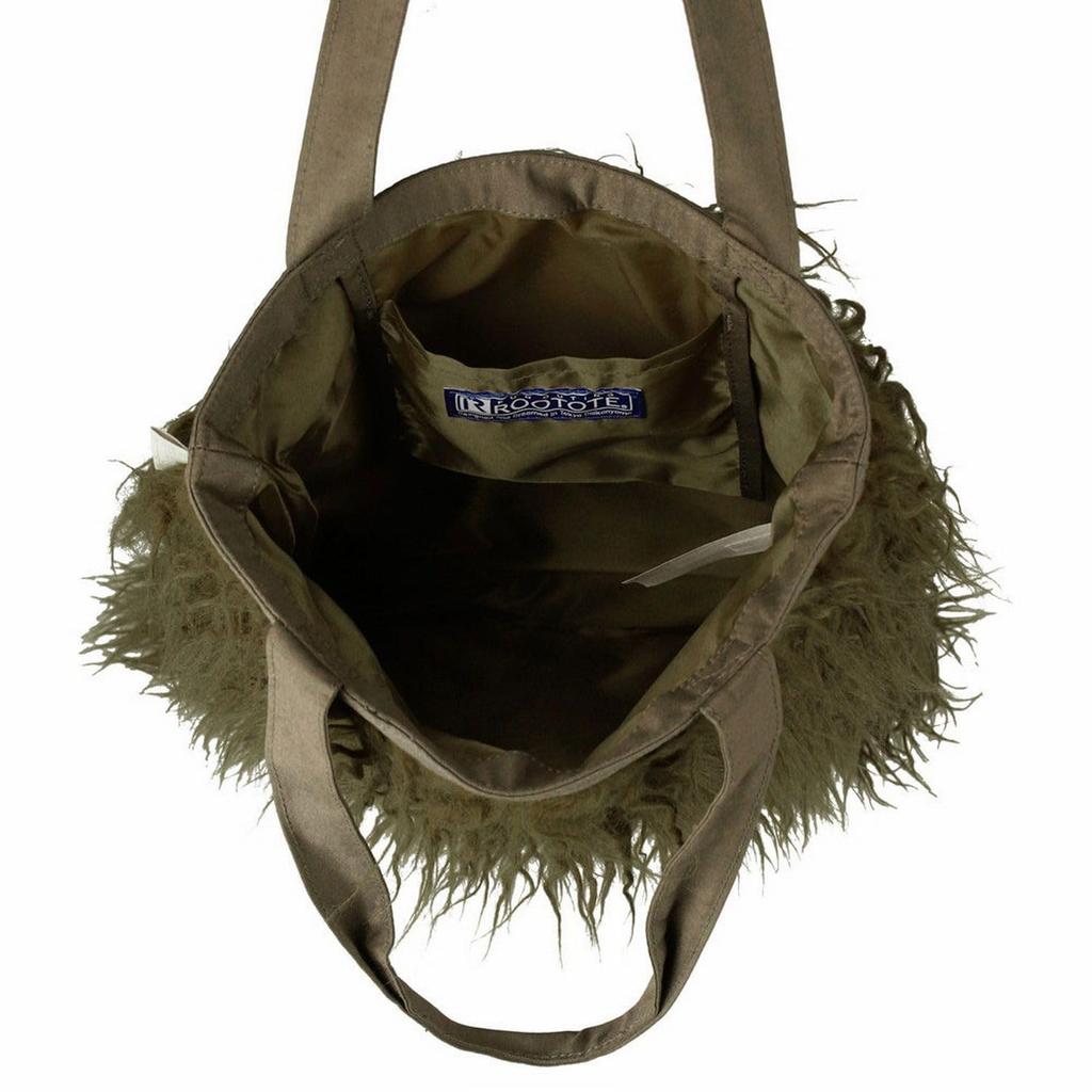 1196 Fluffy Faux Fur Vertical Tote Bag Moquette EU Tall Moket A [Rootote] (Khaki)