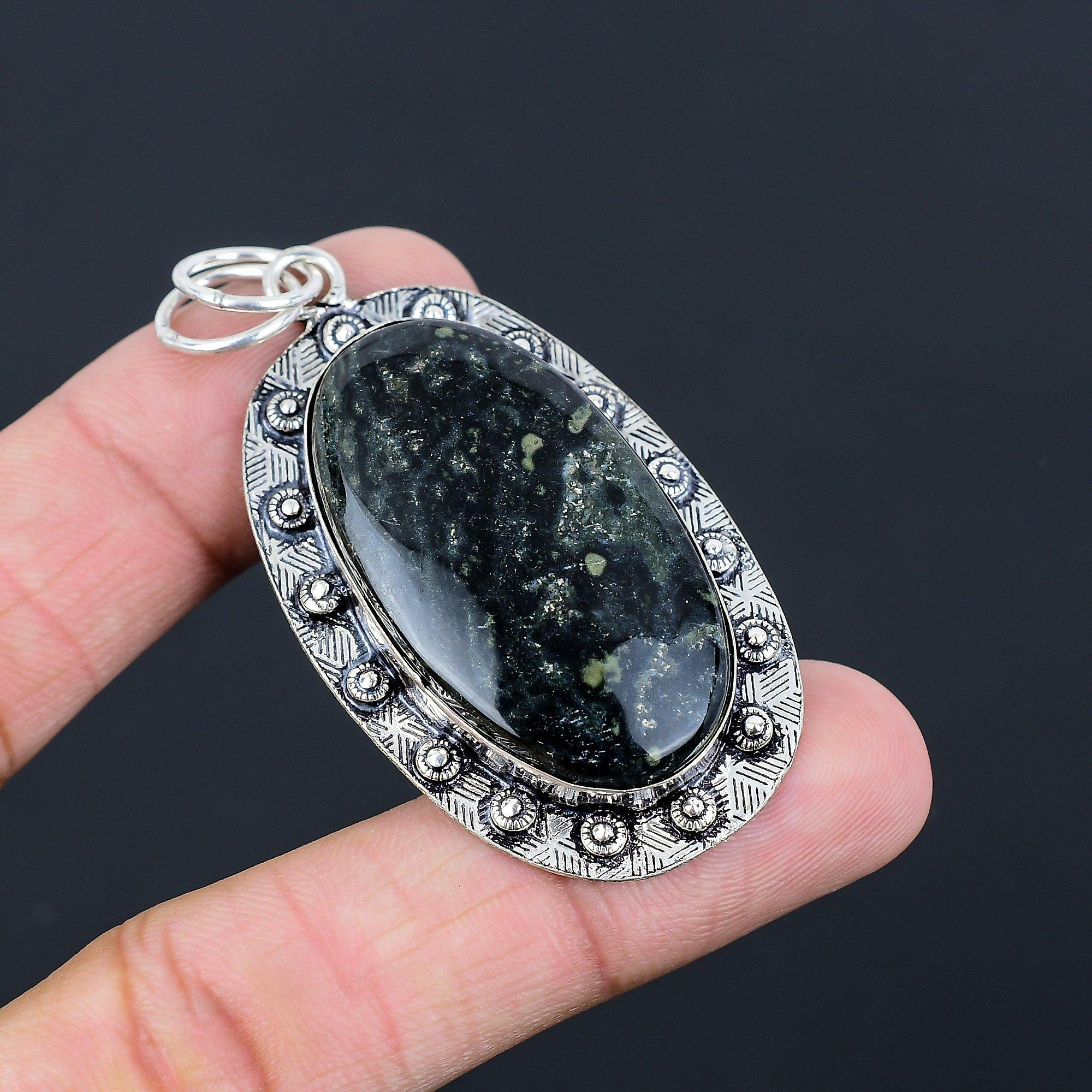 Oval Kambaba Jasper Stone New Anniversary Trendy Pendant Jewelry Sterling Silver
