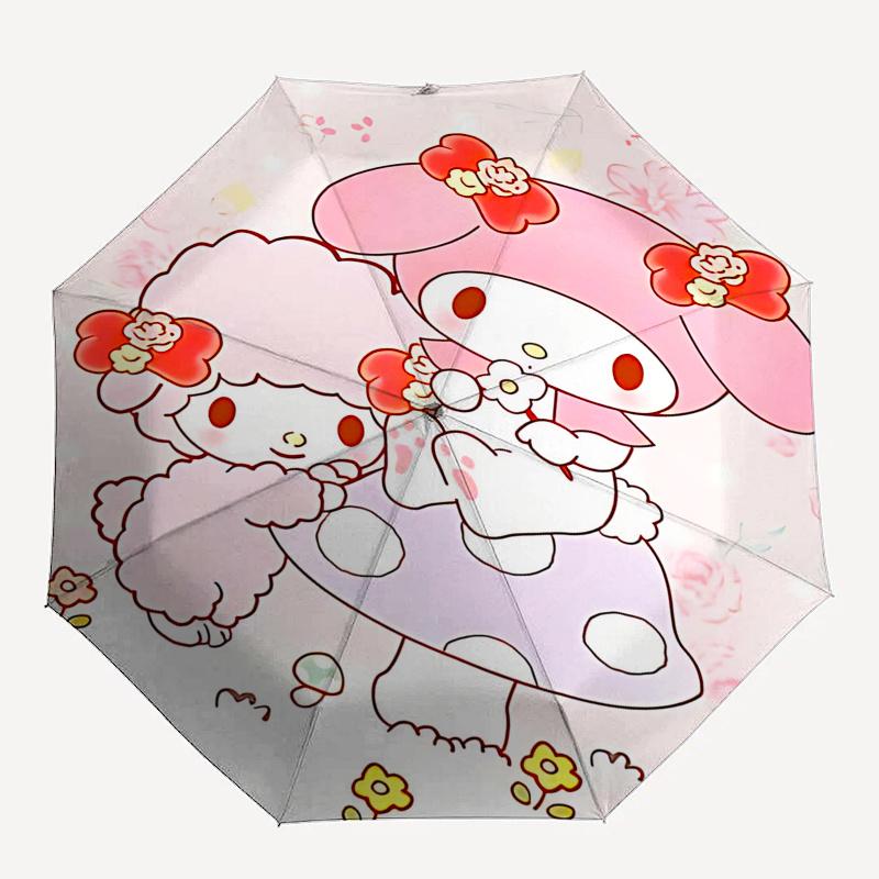 1pc My Melody Mushroom Automatic Opening/Closing Umbrella - Portable Folding Design with Iron Frame - Outdoor for Fans, Travelers, Everyday Use - Perf