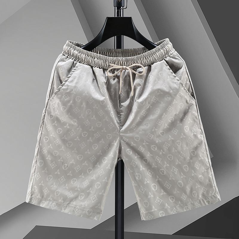 Men's Summer Ice Silk High Street Style Printed 5-Point Mid-Length Plus Size Shorts