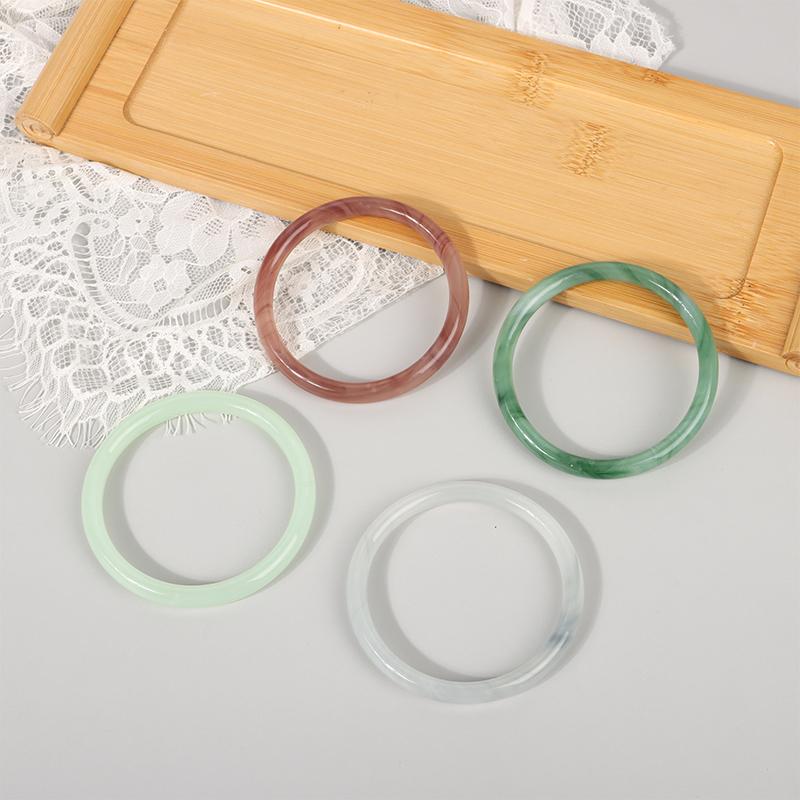 1Pcs Imitation Natural Jade Solid Color Bangles Vintage Palace Simple Glass Bracelet Chinese Style Ancient Jewelry