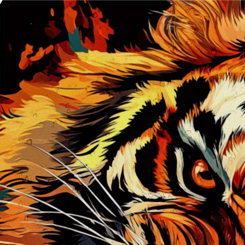 1Pc Angry Tiger Shower Curtain - Bold Colorful Design, 71X71 Inch, Polyester, 12 Hooks, Hand Washable, Modern Bathroom Decor