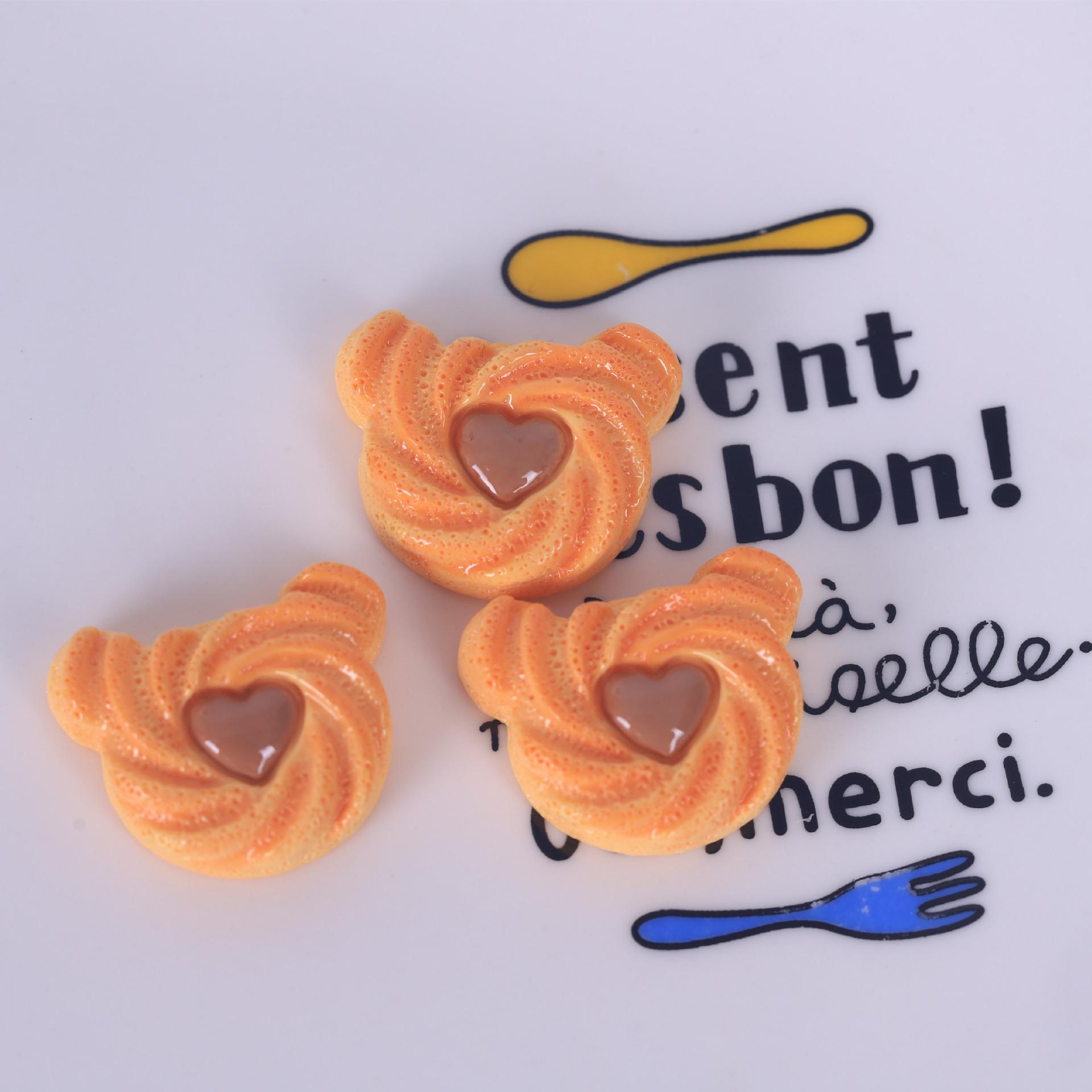 

DIY имитация еды, печенье, смоляные украшения и брелок, подвеска, аксессуары с кремовым клеем 2.0cm x 2.5cm