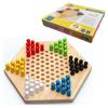Wooden Hexagonal Jump Checkers Kids Parent Interactive Tabletop Board Game
