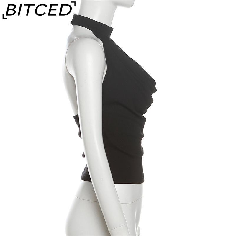 BITCED Summer Women's Solid-Colour Slim-Fit Streetwear Halter Neck Sexy Backless Tank Top