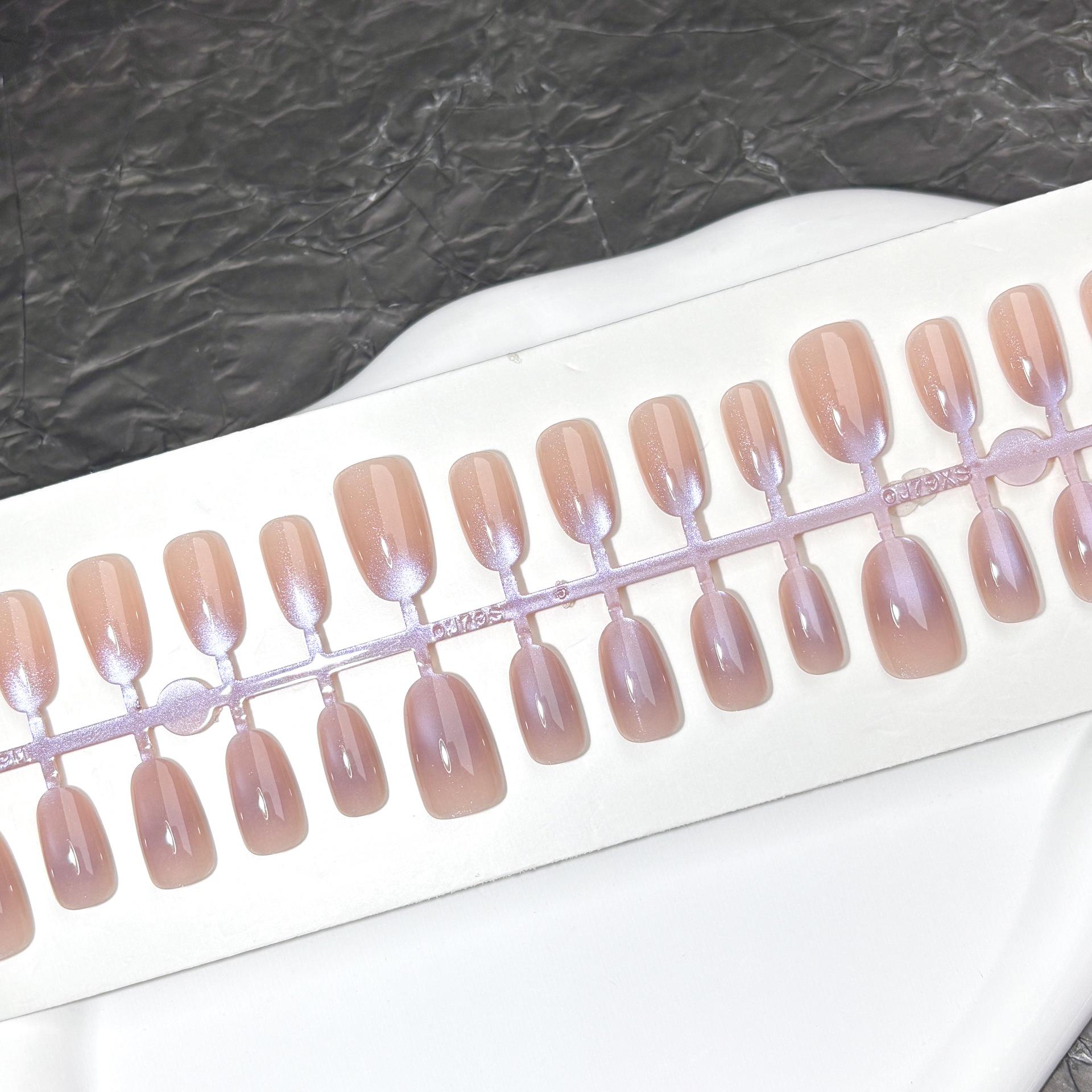 

Purple Silver Crystal Cat Eye Gradient Nails - Versatile Fairy Nail Art Patches