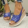 Fashion Plaid Pattern Wedge Sandals for Women Summer 2025 Peep Toe Chunky Platform Sandles Woman Thick Sole Buckle Strap Roman Sandalias