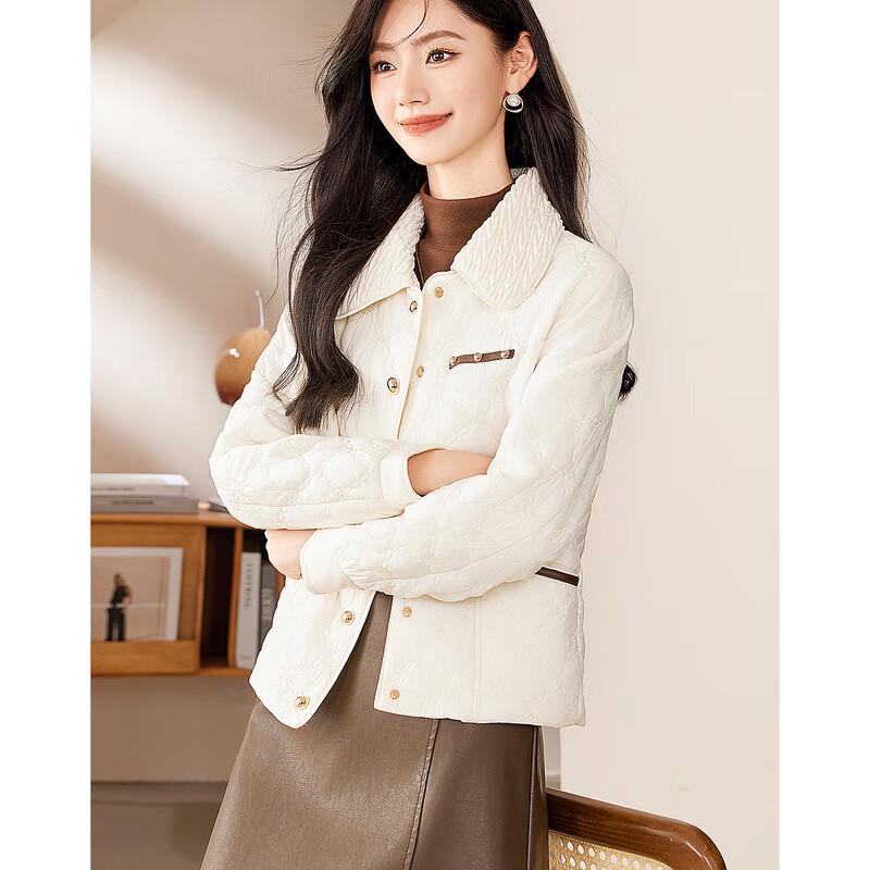 Fleeting Time Women's Simple Elegant Long-Sleeve Cropped Padded Jacket