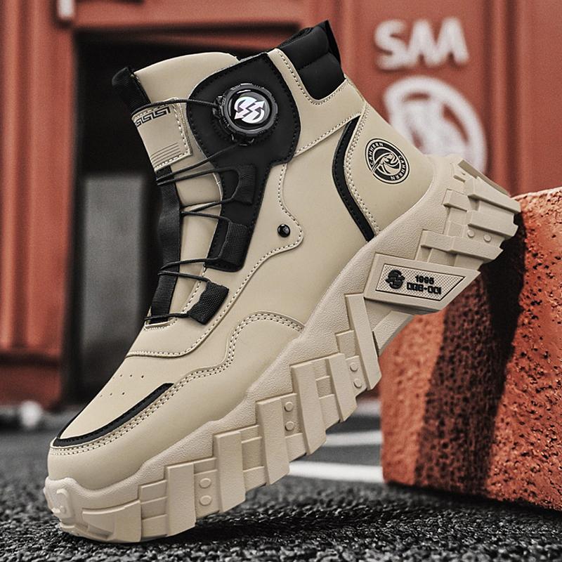 Men Combat Tactical Boots with Straps for Training Waterproof Straps Breathable Multifunctional Motorcycle Outdoor Hiking Shoes