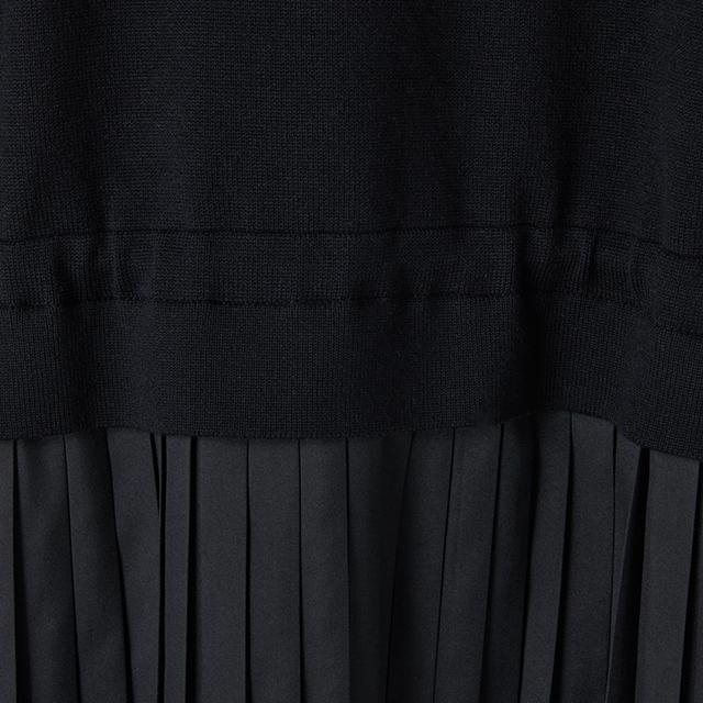 LAP Sailor Collar Contrast Pleated Knit Dress Ar1Wo220
