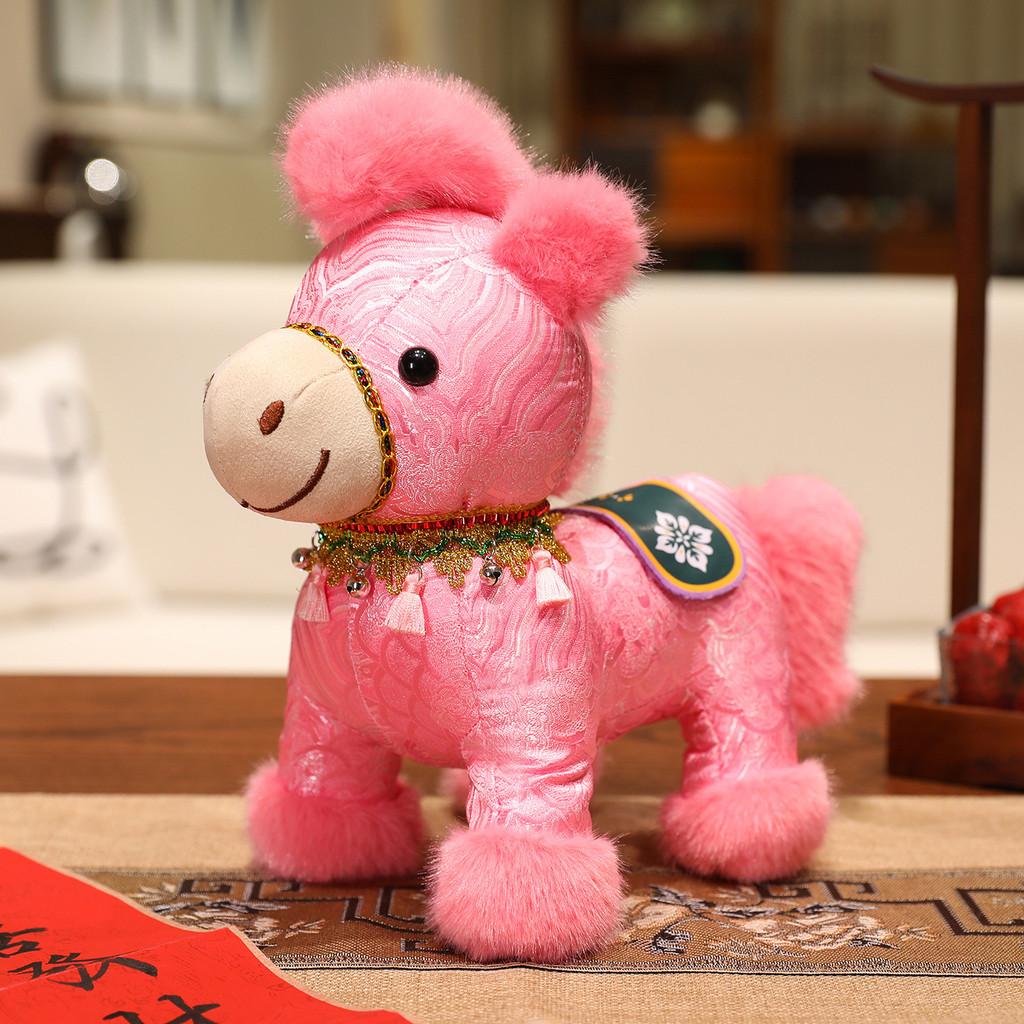Traditional Chinese Style Plush Toy Horse With 7d Cotton Filling For New Year Gift Decor
