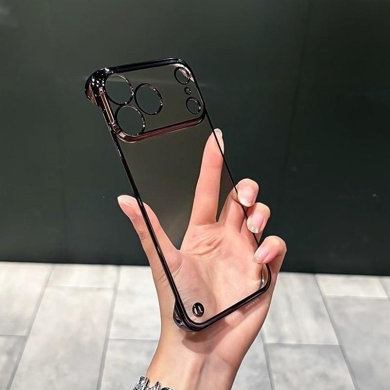Plating Clear Frameless Phone Case for iPhone 17 Pro Max Ultra-Thin Hard PC Shell for iPhone Air 17Pro Bumper