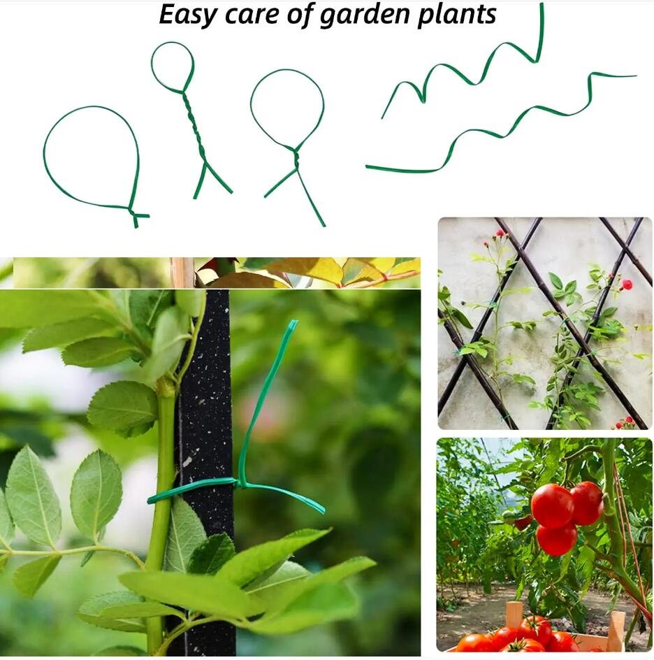 100PCS Oblate Gardening Cable Ties Reusable Iron Wire Twist Tie for Flower Plant Climbing Vines Multifunction Coated Fix Strings