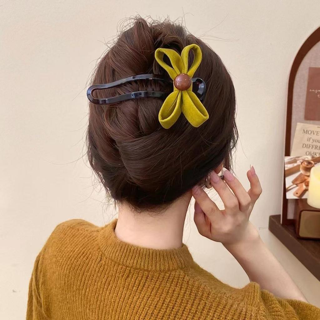 Sweet velvet bow duckbill clip hair clip women's back of the head plate hair clip headpiece 2025 new hair clip!