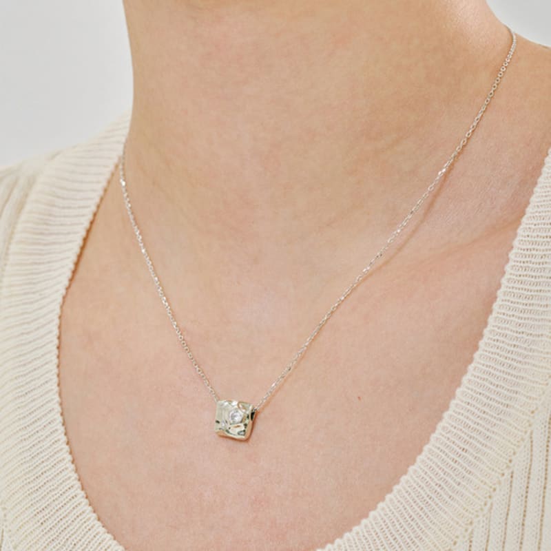 JYDDM 925 Square Pendant Cubic Necklace