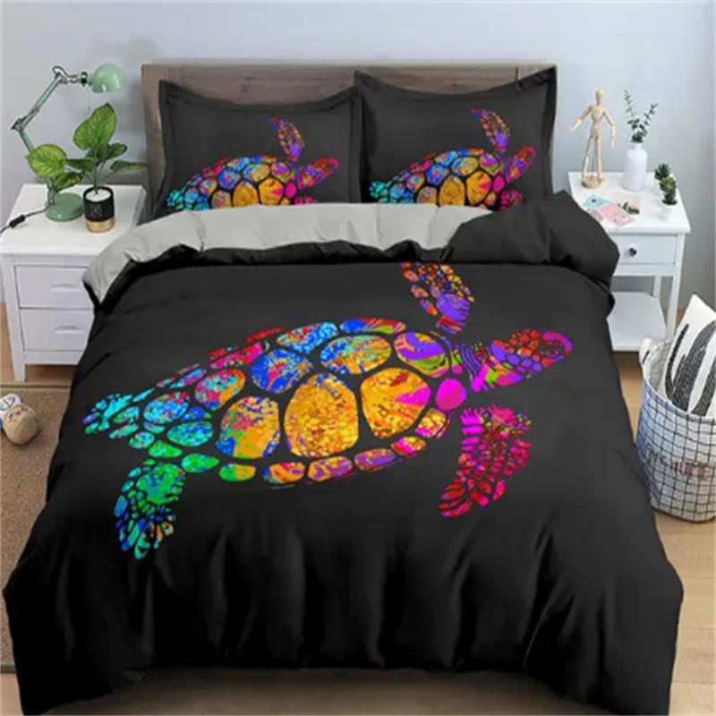 Hot Turtles Bedding Sets Anime Sea Turtles HD Bedspread for Teens Girls Fashion Twin Single Queen King Full Size Duvet Cover