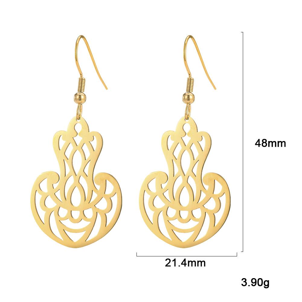 Filigree Dangle Drop Earrings Bohemian Stainless Steel Black Gold Hollow Vintage Pendant Earrings for Woman Gifts