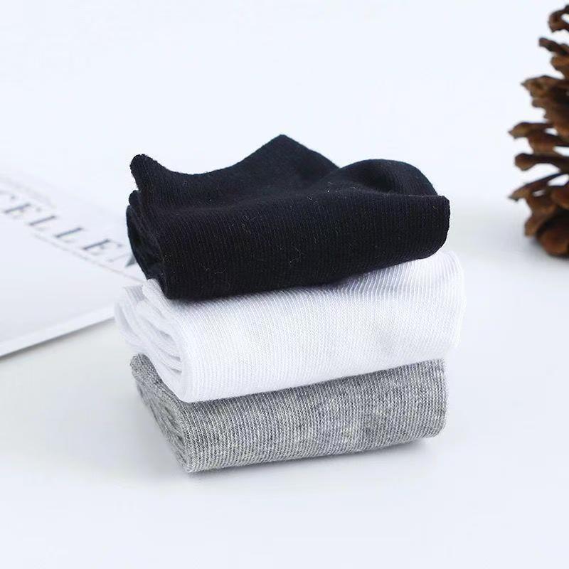 Zhuji Korean Style Unisex Ankle Socks - Seasonal, Sweat-Absorbent, Odor-Resistant, Low-Cut, Black/White/Grey Minimalist Design.