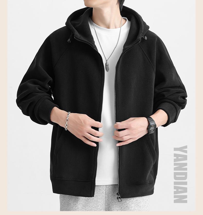 Plus Size Men's Winter Sherpa Fleece Hoodie Cardigan 2025 - Heavyweight Trendy Top