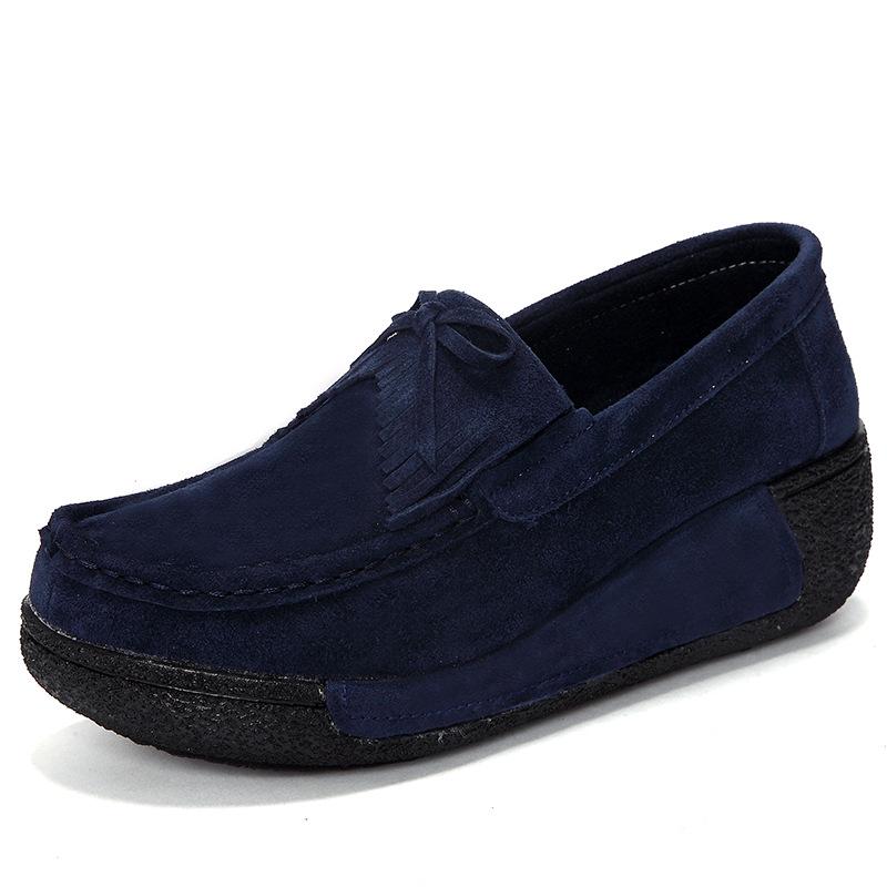 Autumn Thick Bottom Platform Sneakers Women Shoes Suede Leather Casual Shoes Women Tassels Zapatos Mujer Loafer 3351/3352