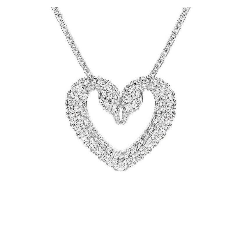 Swarovski Sublima Heart Shape Design Alloy Rhodium Plated Crystal Necklace Unisex Couple Style Silver 5661504
