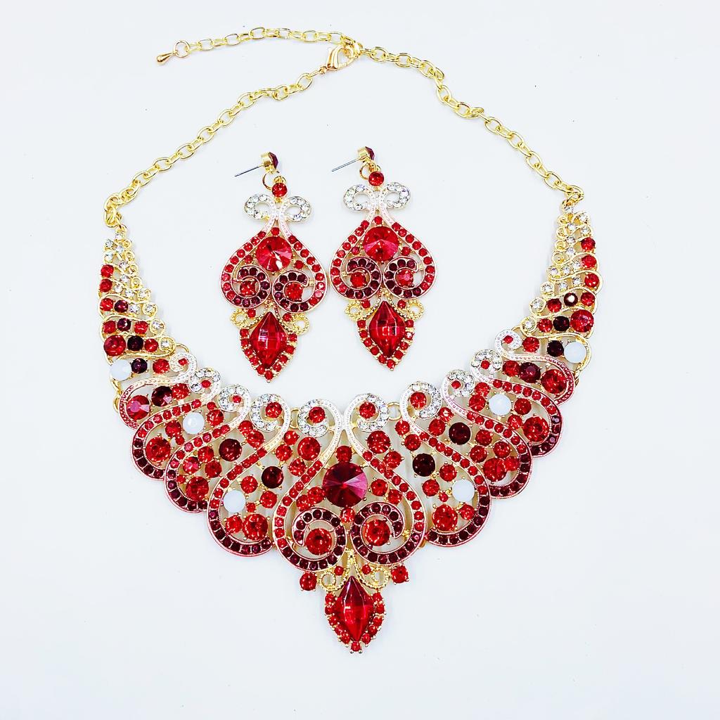Collarbone Necklace Earrings Set Dress Party Bride Women's Jewelry Accessories