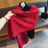 Quanzhixian plaid scarf women's winter high-end double-sided two-color personalized imitation cashmere shawl war horse scarf