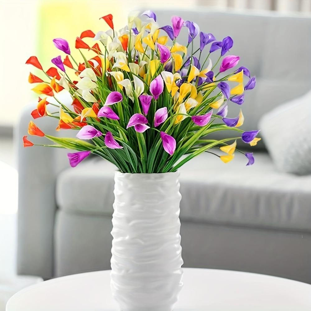 1/2/5Pcss Plastic Artificial Calla Lily Bouquet 33cm Fake Plant Lifelike Fake Flowers Indoor Decor