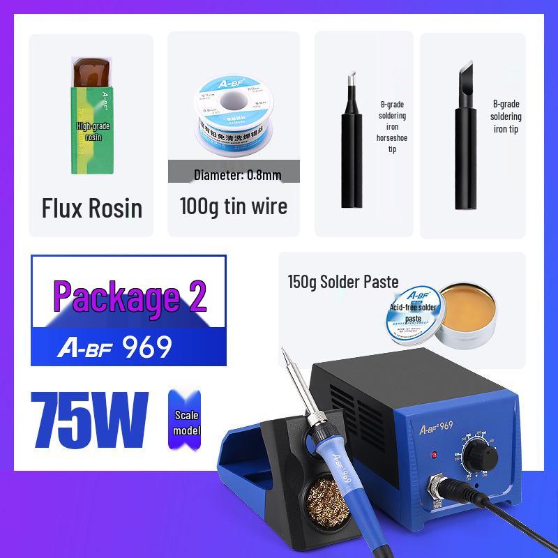 A-BF 969 Adjustable Temperature Soldering Iron Station, 75W Industrial Grade Tool