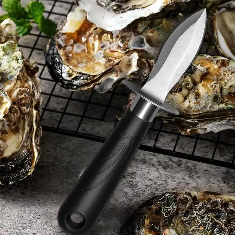 Stainless Steel Scallops Seafood Pry Knife with Handle Oyster Knives Sharp-edged Shell Seafood Dual-purpose Knife Bottle Opener