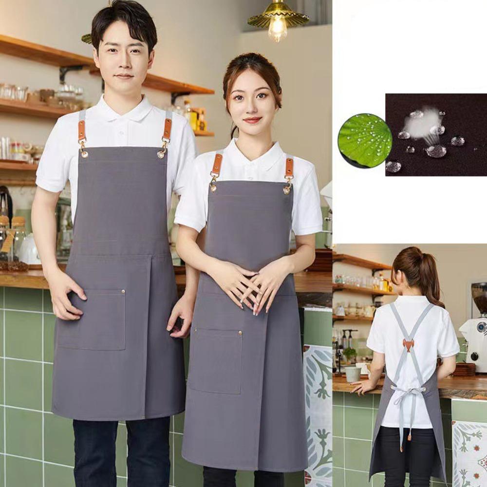 Waterproof Chef's Apron with Pockets Uniform Apron Stylish Work Apron  for Restaurants, Caf