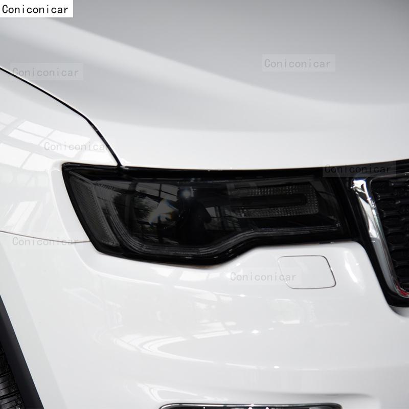 För JEEP Grand Cherokee 2014-2022 Bilstrålkastare Svart TPU Skyddsfilm Framljus Toning Färgändringsdekal Tillbehör