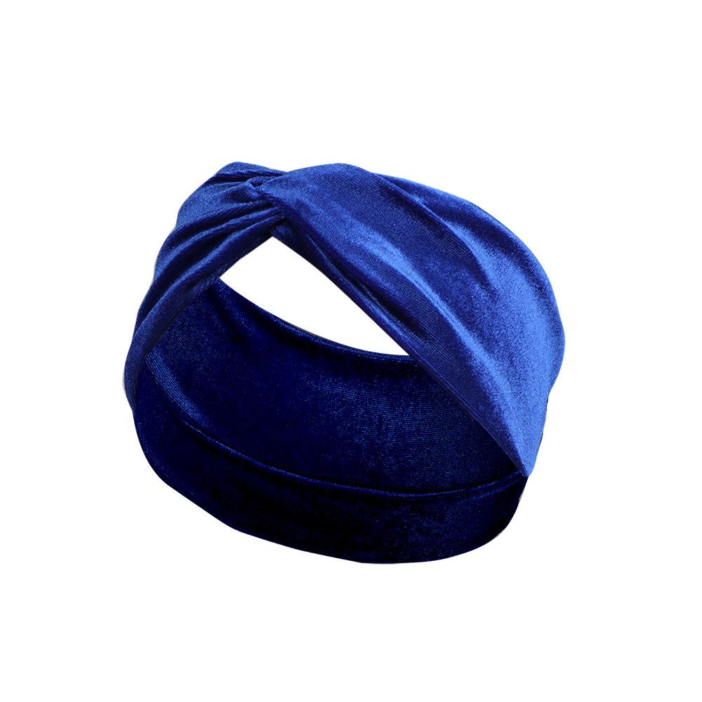 Solid Color Gold Velvet Headband, Hair Accessories Stylish Knotted Cross Elastic Wide Edge Headband Headband