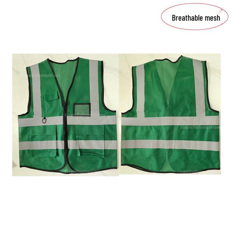 Multi-Pocket Reflective Vest for Sanitation & Construction with Printing