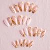 European Soft Pink Almond 3D Starfish Gold Foil Shell Textured Wearable False Nails with Nail Art Stickers