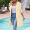 Women's Fashion Casual Long Sleeve Long Suit Jacket With Pockets