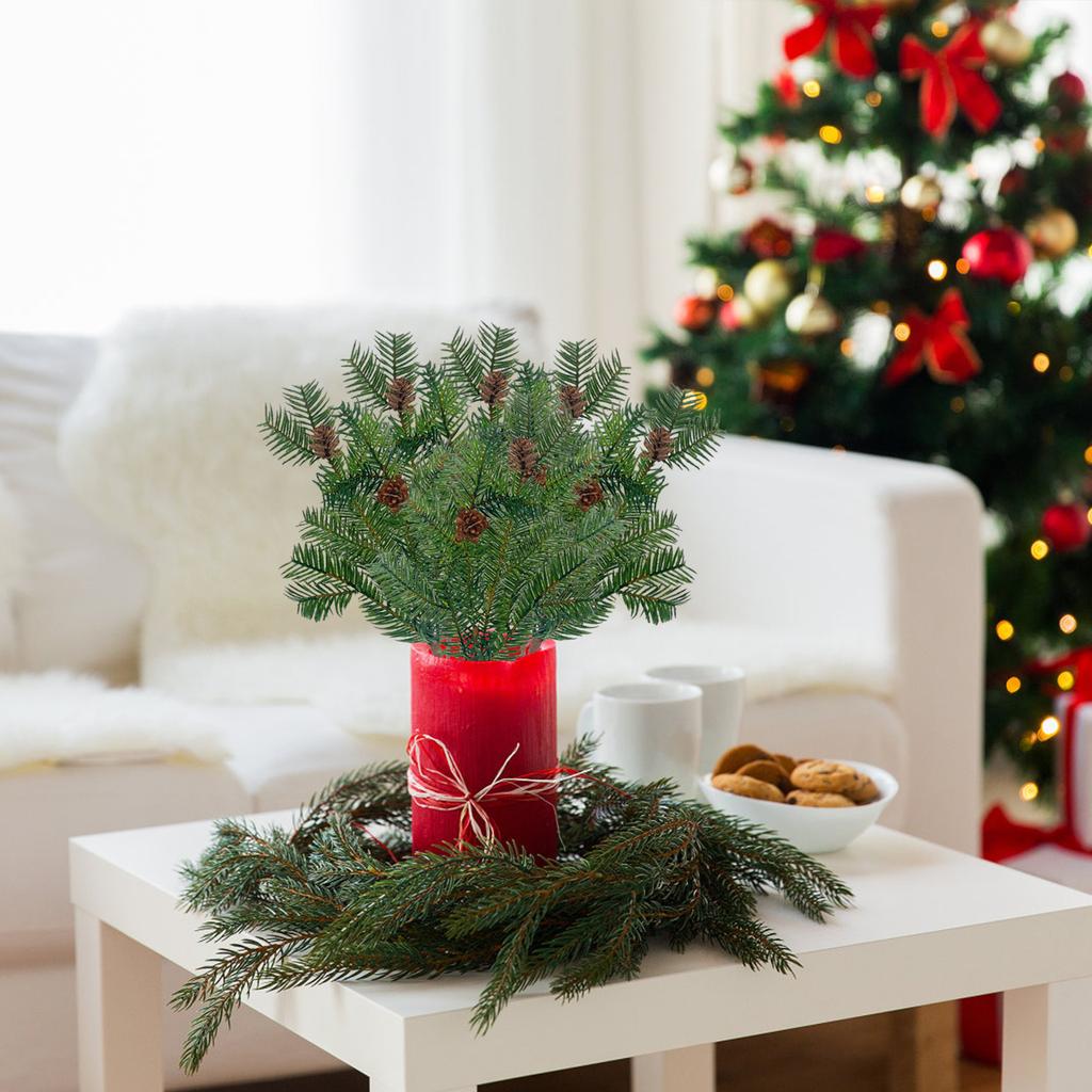 6pcs Simulated Plant Pine Needles, Pine Cones, Single Christmas Ornament Decoration, Christmas Pine Needles, Pine Branches