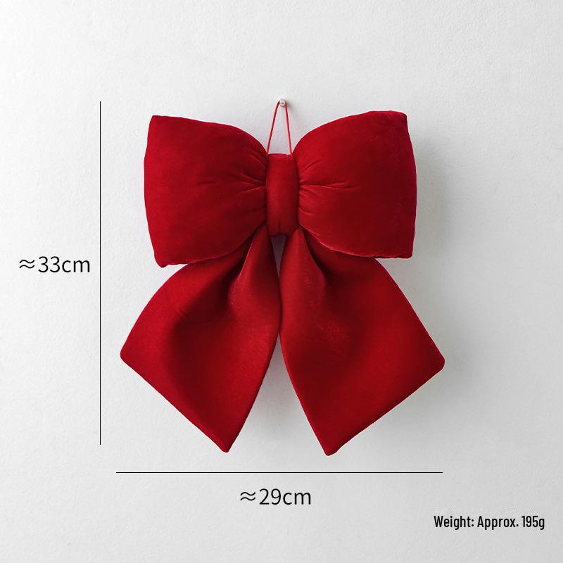 Large Red Velvet 3D Christmas Bow Pendant Ornament