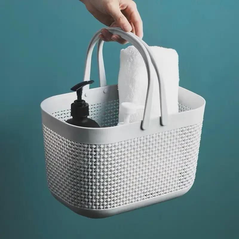 Portable Plastic Bathroom Bath Basket for Student or Bathhouse Storage