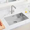 Stainless Steel Kitchen Sink - 70x44x19 CM - 1 Bowl Brushed Sink with Drainage System, Inset or Undermount Installation