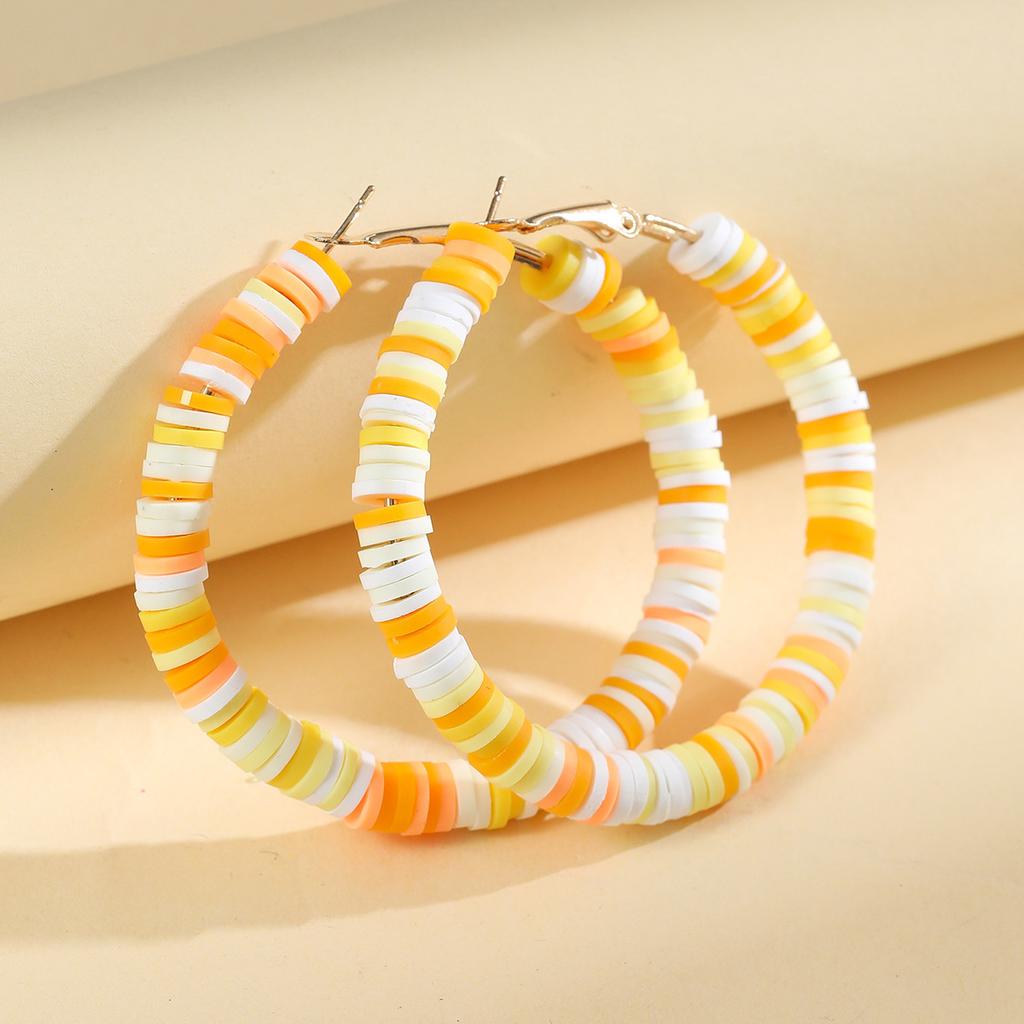 Bohemian beach earrings C-shaped soft pottery film colored stud earrings female street shot Internet celebrity exaggerated earrings
