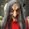 Halloween Old Witch Latex Mask with Long Hair Scary Ghost Face Costume for Party Cosplay & Roleplay
