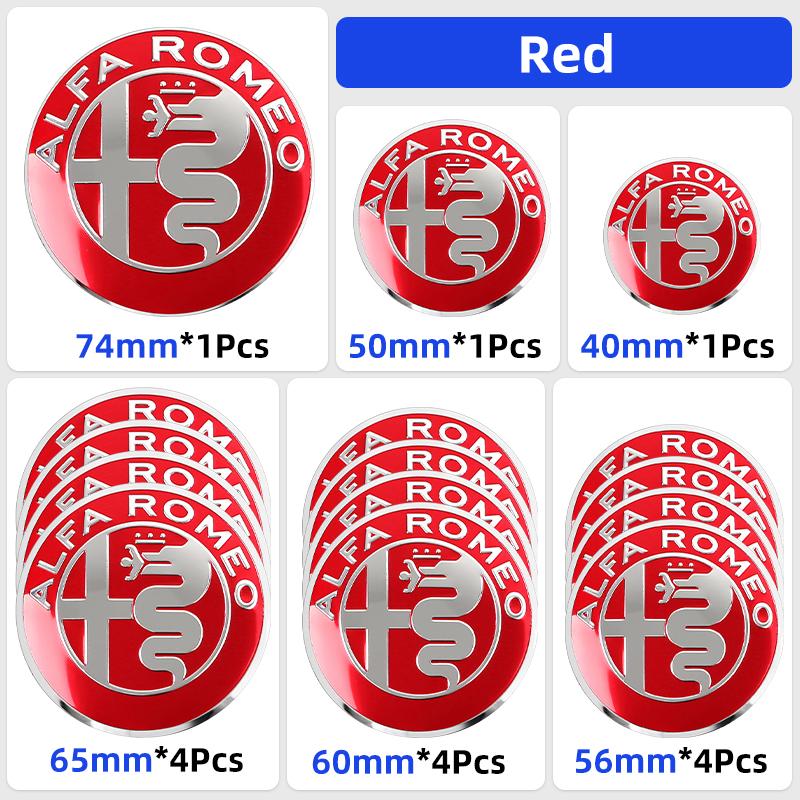 40mm 50mm 56mm 60mm 65mm 74mm Car Hood Trunk Steering Wheel Badge Wheel Center Cap Emblem For Alfa Romeo 156 159 147 Giulia Mito