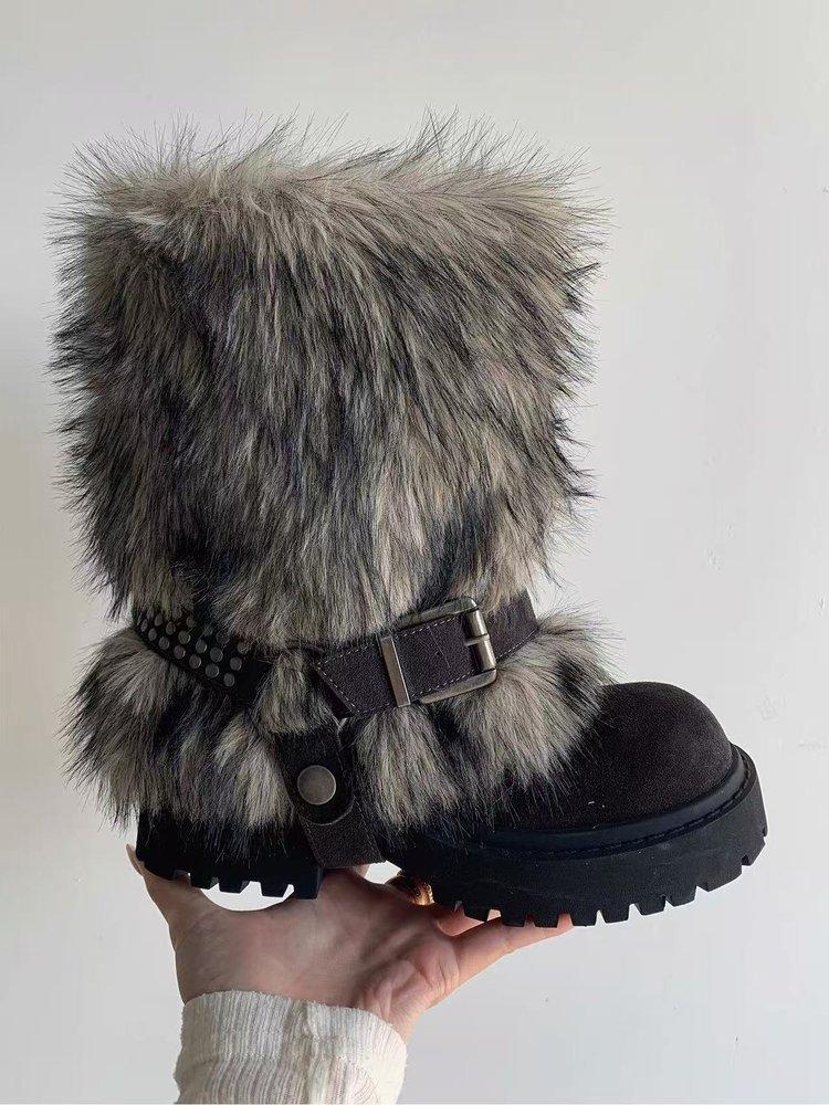 Retro thick-soled velvet warm leopard print snow boots women's 2025 new autumn and winter thickened non-slip and heightened big-headed cotton boots