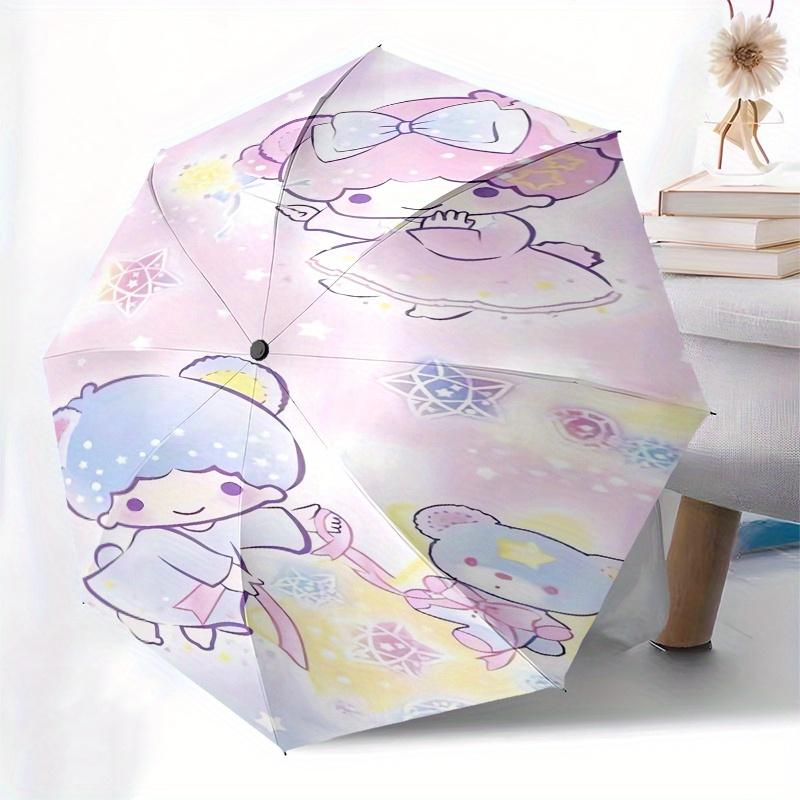 Little Twin Stars,Sanrio Characters Automatic Folding Umbrella-Simple 8-Rib Design, Bright Cartoon Pattern, Durable Iron Frame, Suitable For