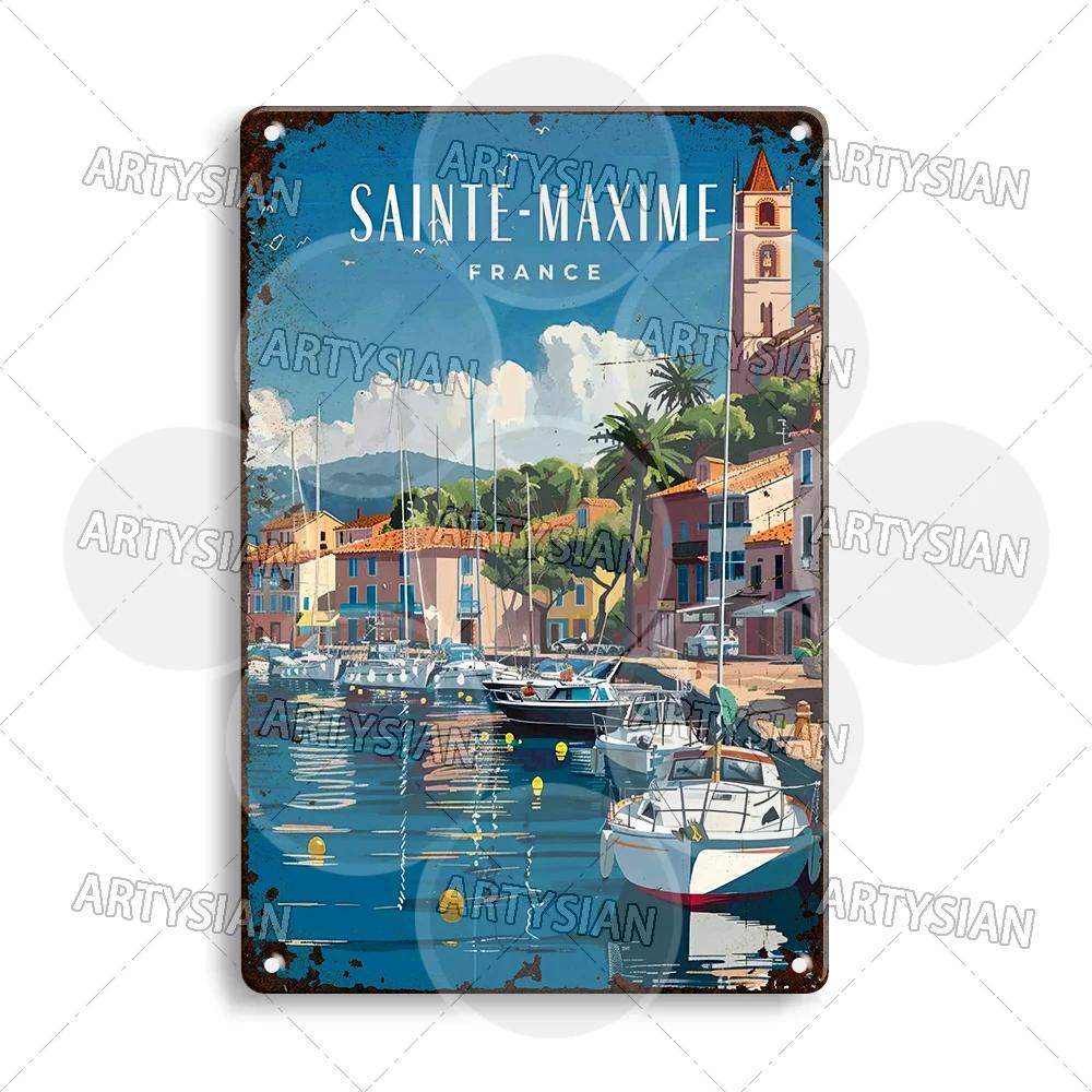 

France City Metal Sign Cannes Paris Alsace Cap Ferret Le Mans Eiffel Tower Hyères Cagnes-sur-Mer Fréjus Sainte-Maxime Cap-Ferrat 20x30cm（7.8x11.8inch）